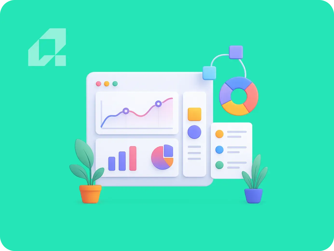 Colorful digital dashboard showcasing automated accounting metrics and graphs for efficient AP/AR processes.