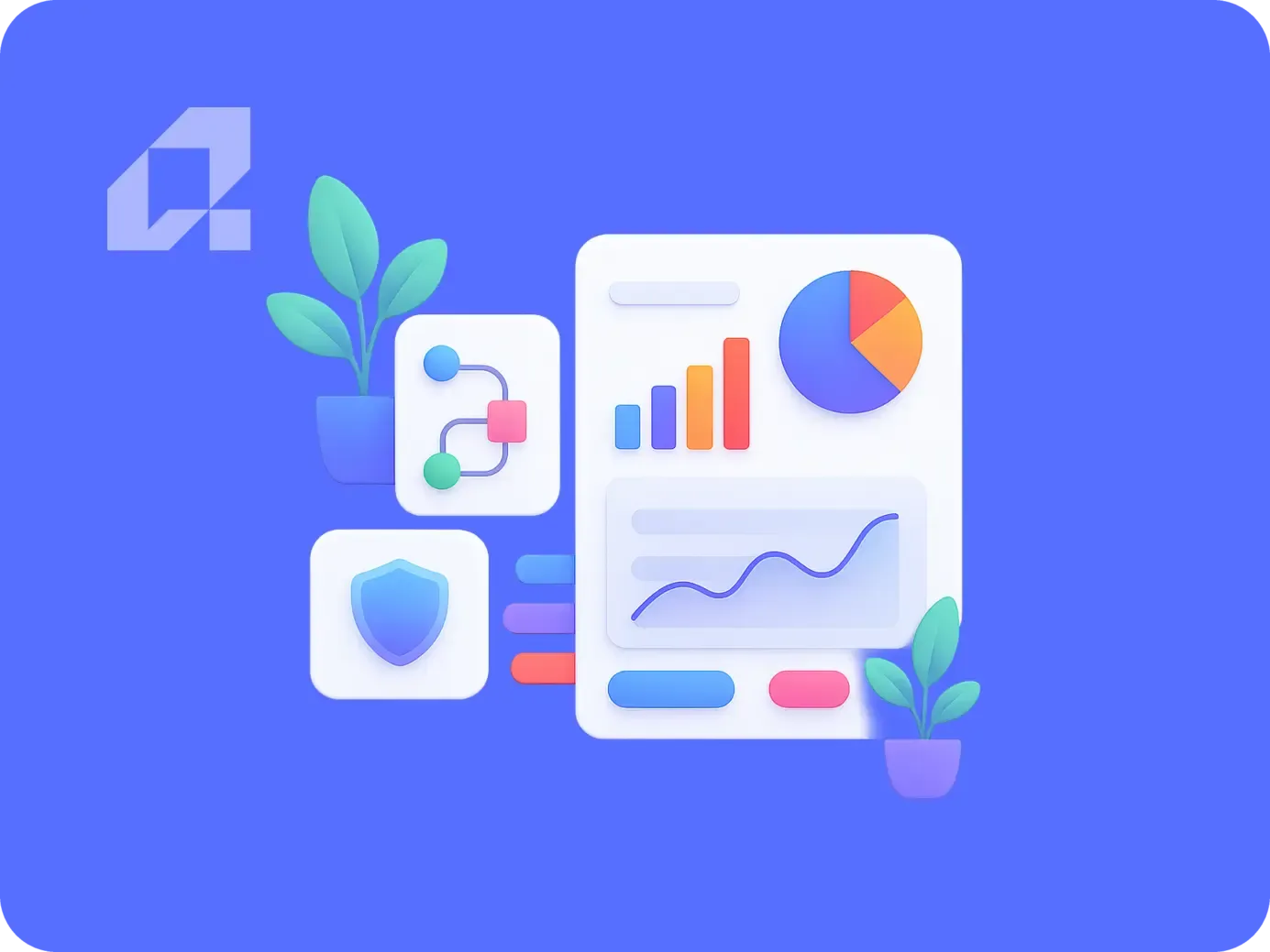 Colorful graphics illustrating Natural Language Processing tools for enhancing business efficiency.