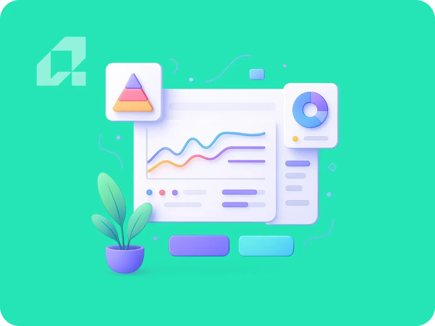 Colorful illustration of automated reporting tools and charts for efficient monthly report generation.