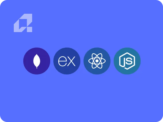 Loga technologii wchodzących w skład Stacku MERN - MongoDB,Express.js React.js i Node.js
