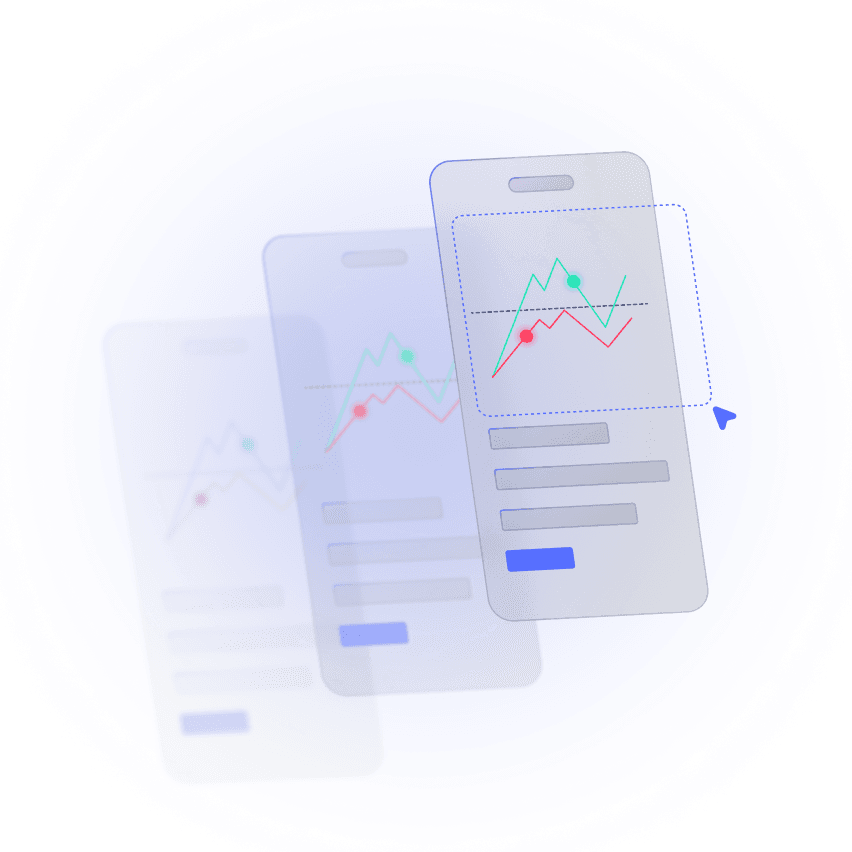 Illustration showing dynamic mobile app analytics, representing startup consulting for scaling faster