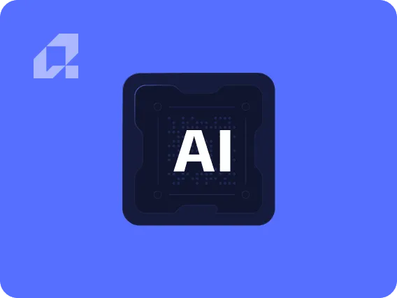 AI letters in a blue block in iMakeable brand colors