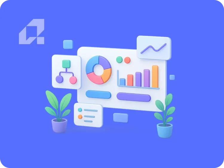 Colorful charts and graphs illustrating the impact of NLP on business operations efficiency.
