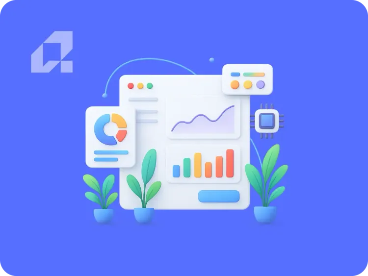 AI tools for business growth and profit increase with data visualization and charts.