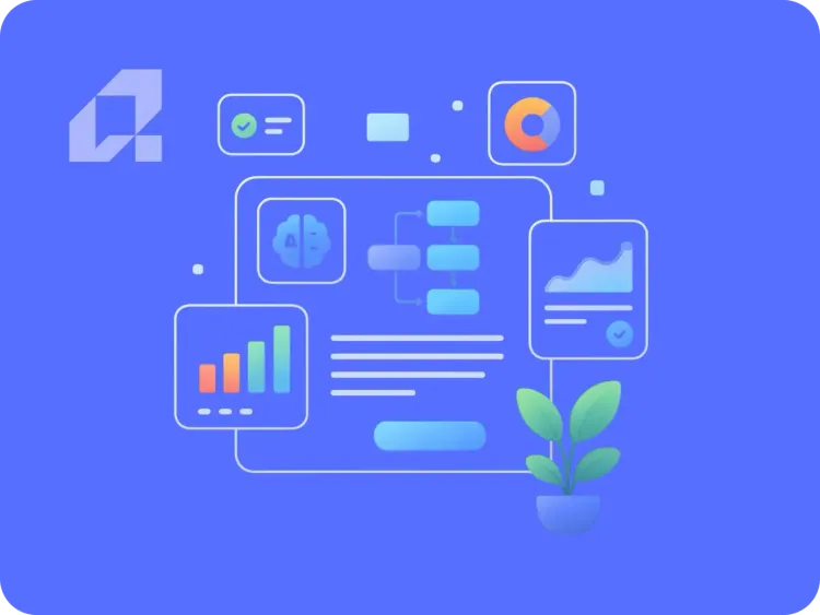 Wizualizacja KPI wdrożeń AI, pokazująca dane, wykresy i analizy ROI.