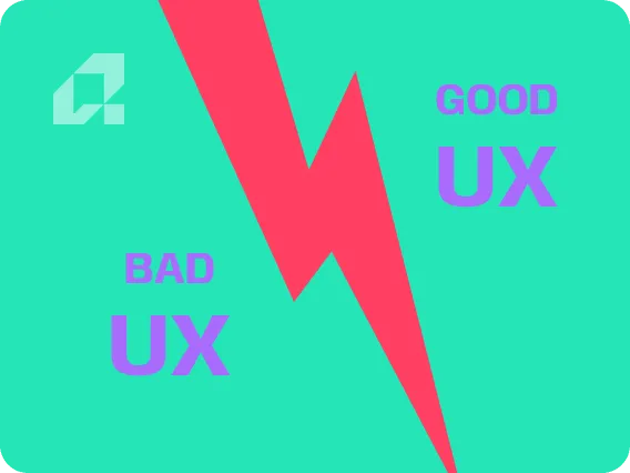 Pojęcie UX wraz z podpisami Dobry UX / Zły UX