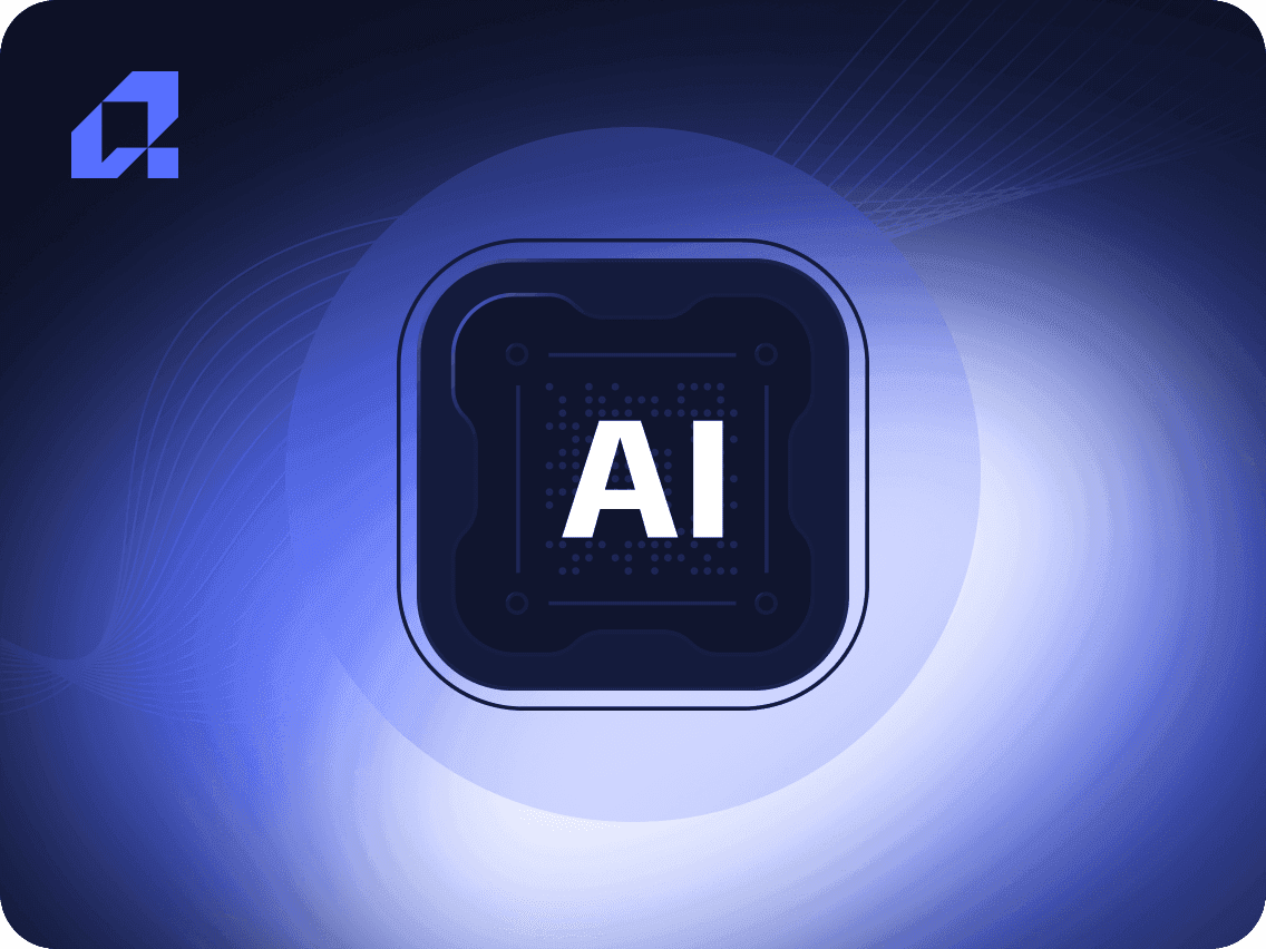 AI letters in a blue block in iMakeable brand colors