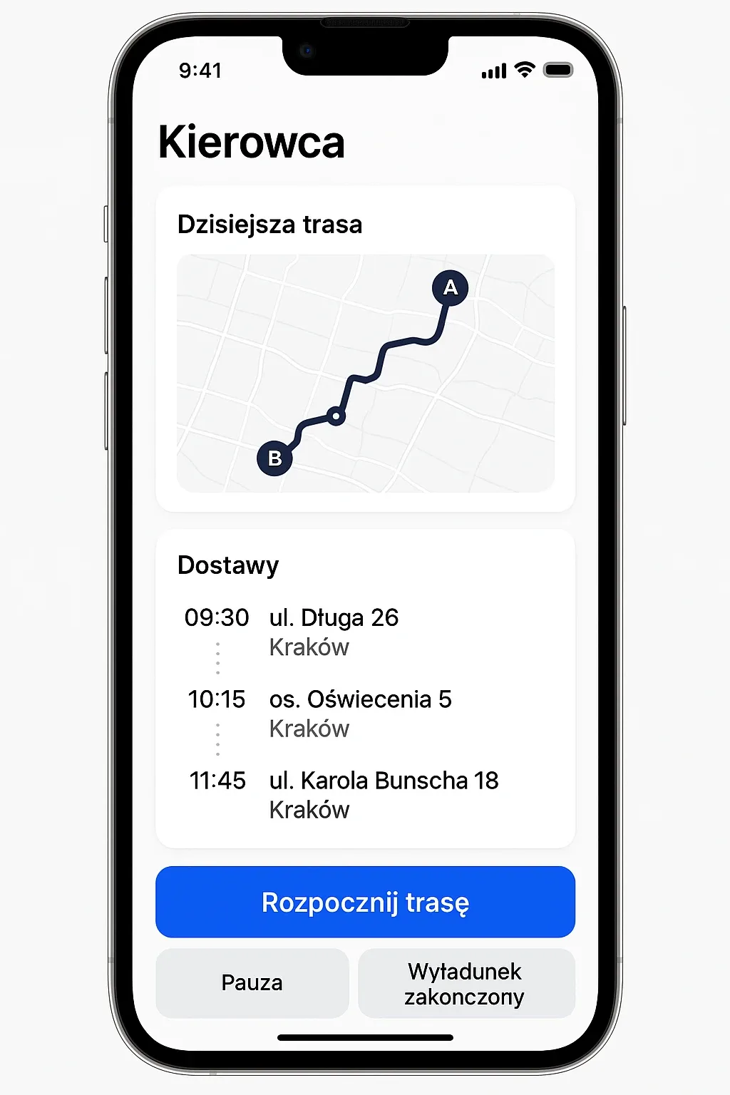 Aplikacja kierowcy