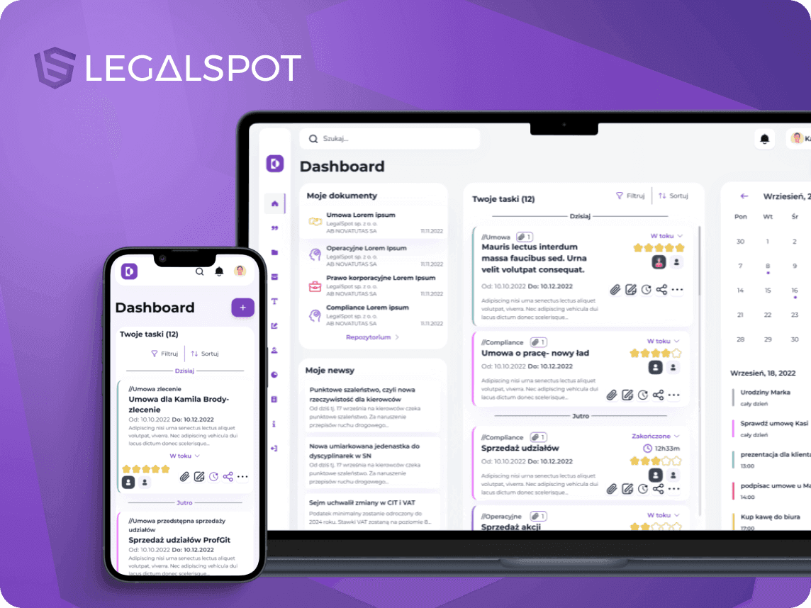 MockUp aplikacji Legalspot