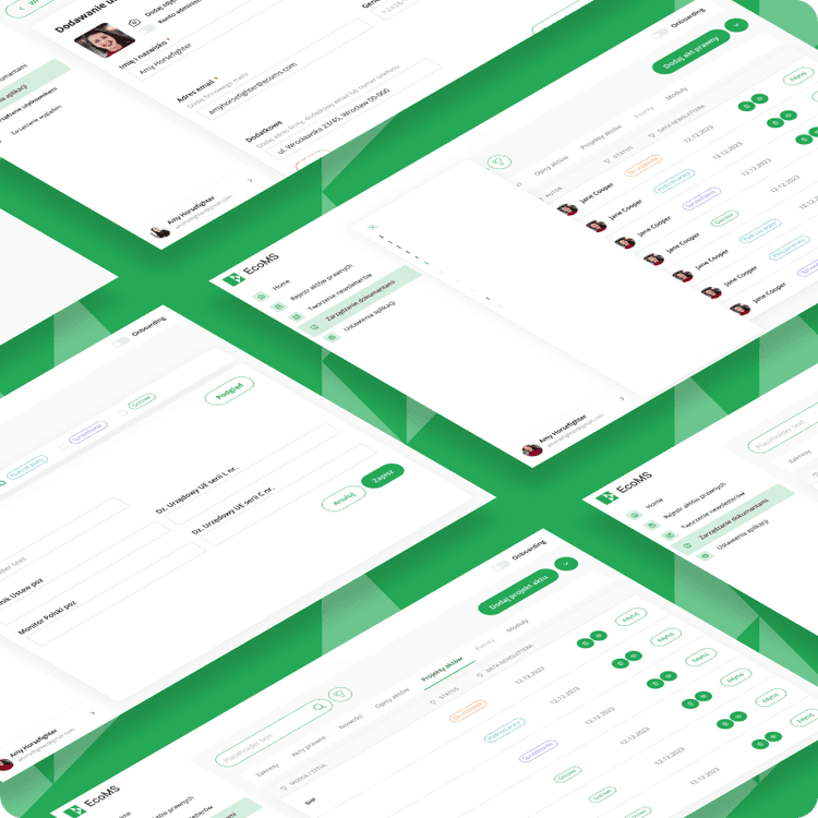 Wiele mockupów aplikacji EcoMS