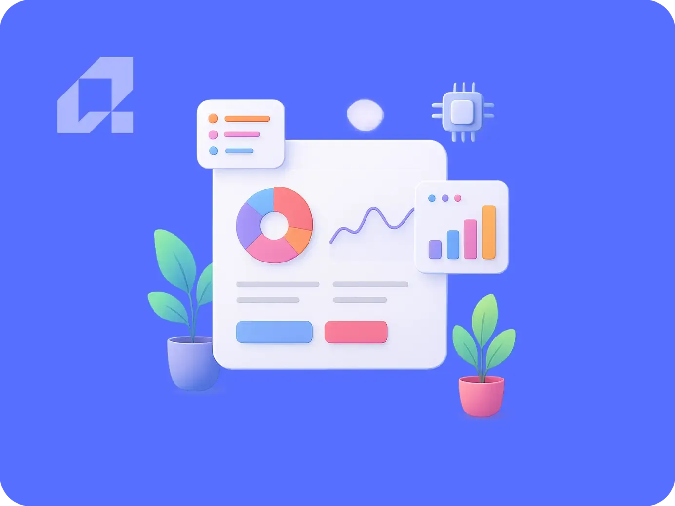 Local LMS: When to Choose Local Solutions for Success Colorful data visualization and analytics for local LMS solutions on a vibrant blue background.